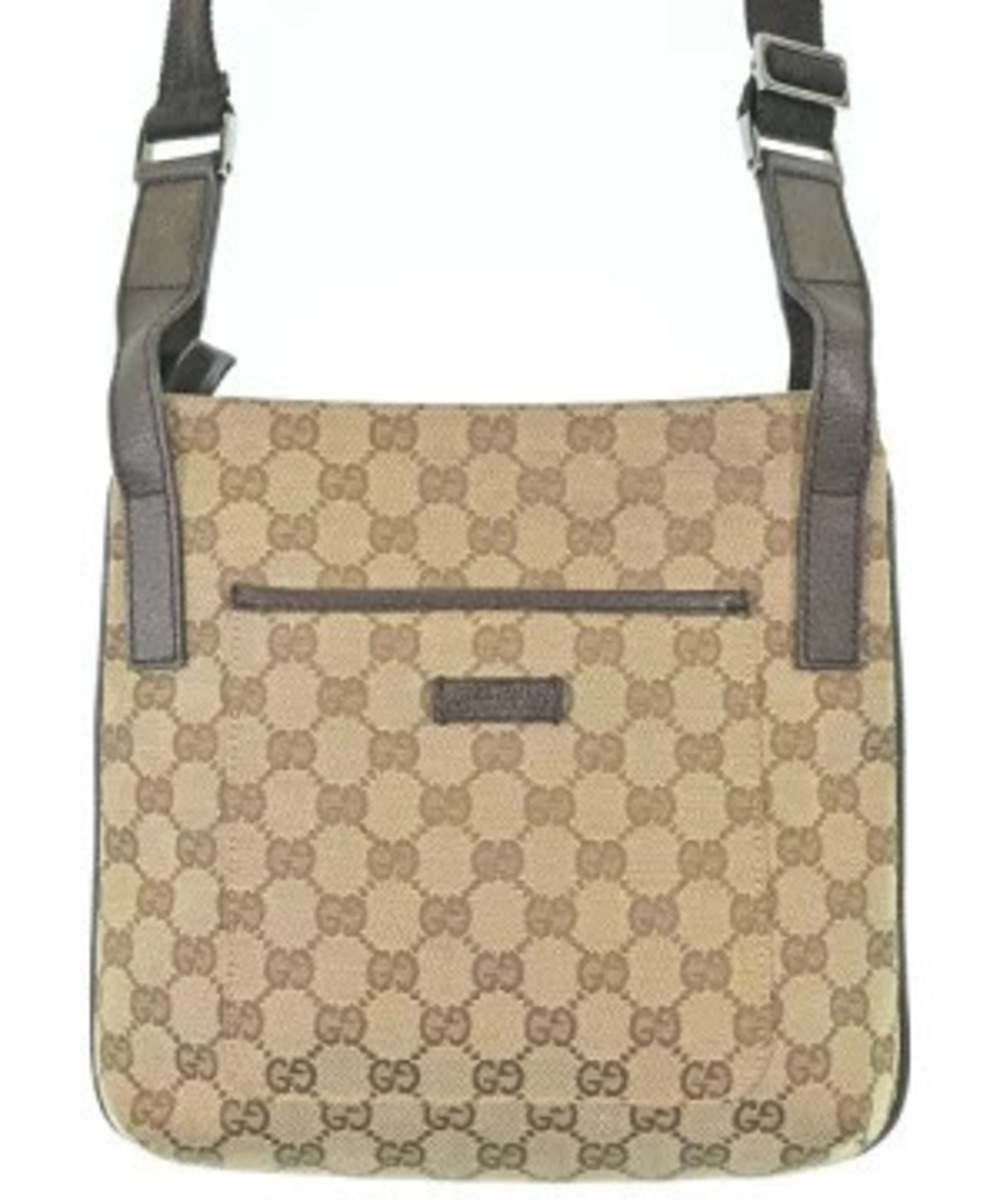 Gucci GG canvas flat messenger crossbody bag beige monogram brown